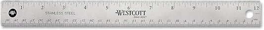 Westcott 10415 Stainless Metal Ruler with Non-Slip Cork Base, 12-Inch
