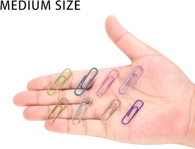 Paper Clips, 240pcs Medium Size Colored, PaperClips Assorted Colors, Paper Clips for Paperwork Office School and Personal Use