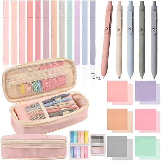 Aesthetic School Supplies Pen Highlighter - Bible Writing Correction Set | 27 Pcs Cute Stationery Set Bible Note Taking Supplies Aesthetic Highlighter Pencil Case Bag Study Supplies for School College