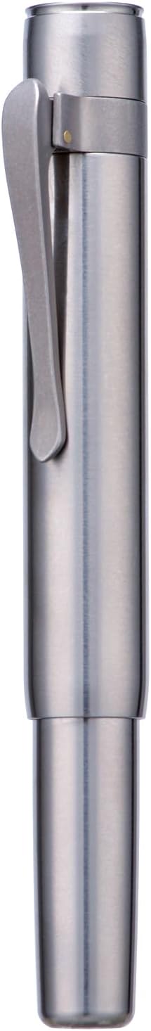 HONG DIAN M2 Titanium Mini Fountain Pen, Long Blade Nib & Sleek Shape Metal Short Pocket Travel Pen (Titanium Gray)