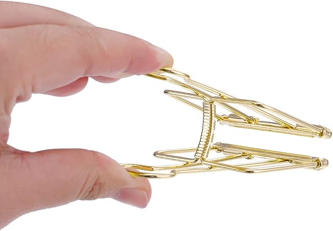 DEEDYGO 20 PCS Gold Wire Binder Clips, Assorted Sizes (10 Medium, 10 Small) | Stainless Steel Hollow Binder Clamps for Paperwork, Sewing, Crafts, Teacher, Office School Supplies, Food Packages