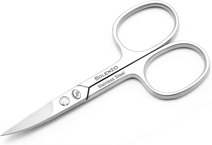 Nail Scissors Curved - High Carbon Stainless Steel Eyebrow Scissor for Eyelash, Nose Hair, Mustache, Beard, Toenail, Pedicure - Manicure Scissors for Men and Women (Nail Scissors)