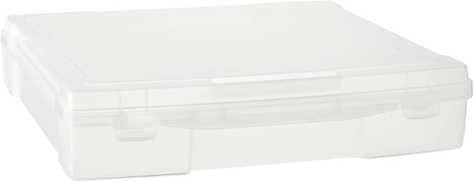 Generic 12” x 12” Plastic Scrapbook Storage Case by Simply Tidy - Portable Case for Documents, Papers, Sewing, Crafts - Clear, Bulk 12 Pack