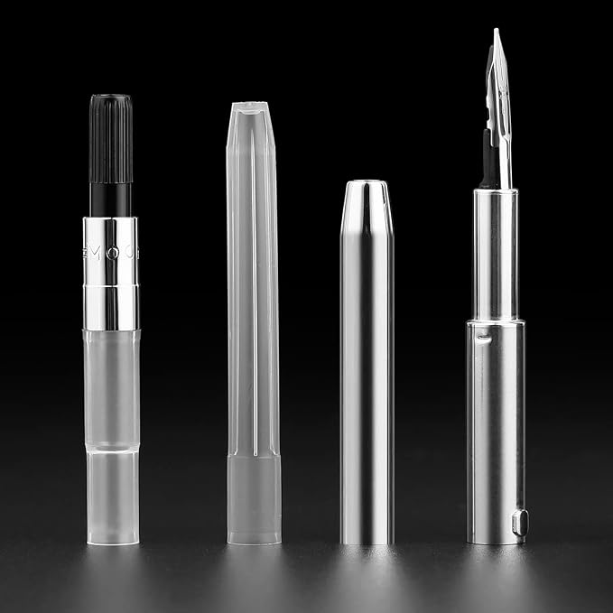 erofa Majohn A2 Press Fountain Pen Extra Fine Nib with Box, Retractable Orange Resin Ink Pen with Converter Writing Set (Black Clip Version