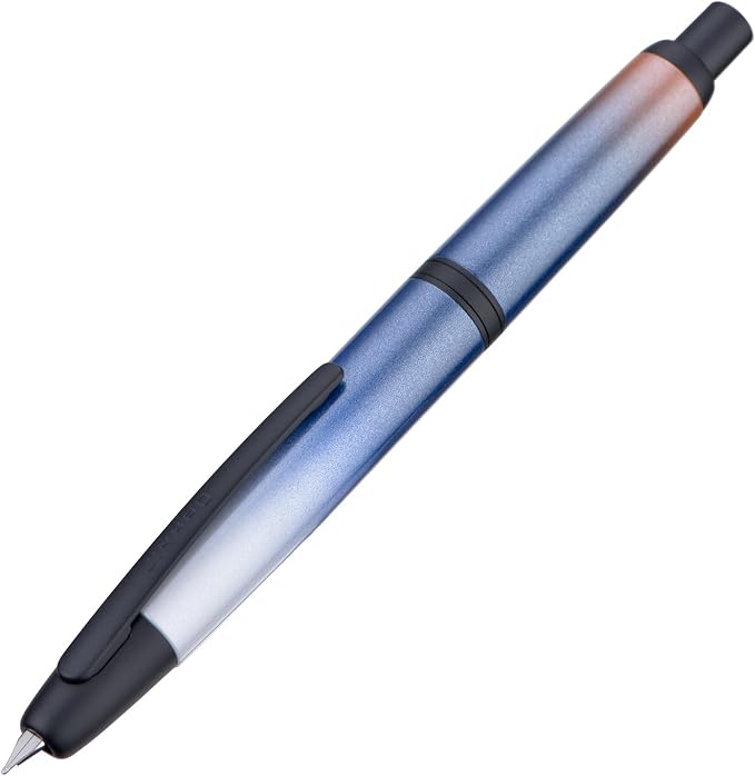 Jinhao 10 Press Fountain Pen with Box, Gradient Dark Blue Retractable Extra Fine Nib with Ink Converter Set (Black Clip)