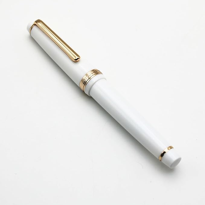 82 Fountain Pen - Iridium Extra Fine Nib with Ink Converter | Acrylic Material Pen Barrel,Porcelain White,Gold Trim