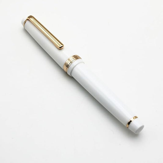 82 Fountain Pen - Iridium Fine Nib with Ink Converter | Acrylic Material Pen Barrel,Porcelain White,Gold Trim