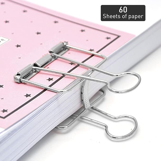 Small Binder Clips, 36 Pack, 3/4 Inch, Standard 19mm, Hollow Out Silver, Capacity 0.31 Inch, Fold Clamp, Wire Clip, Paper Clips, Office Clips, School & Home Use