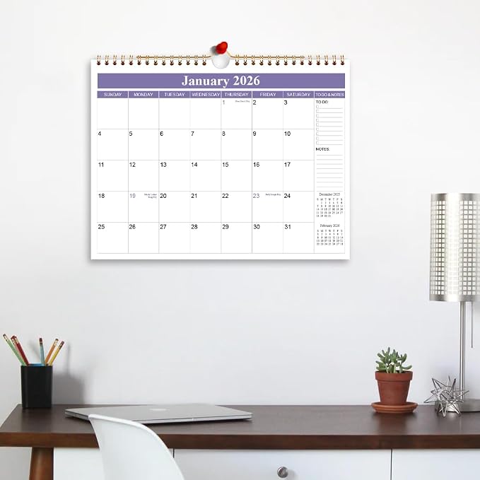 2026 Calendar - Calendar 2026 from Apirl 2026 - December 2026, Wall Calendar 2026 with Thick Paper, 11.5" x 14.5", Purple