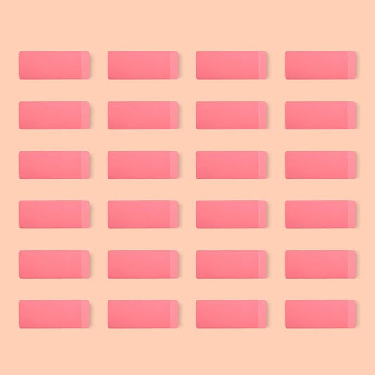 Amazon Basics Rectangular Erasers for School and Office, Pink, Art Eraser for Drawing, Stationery Supplies, 24 Count