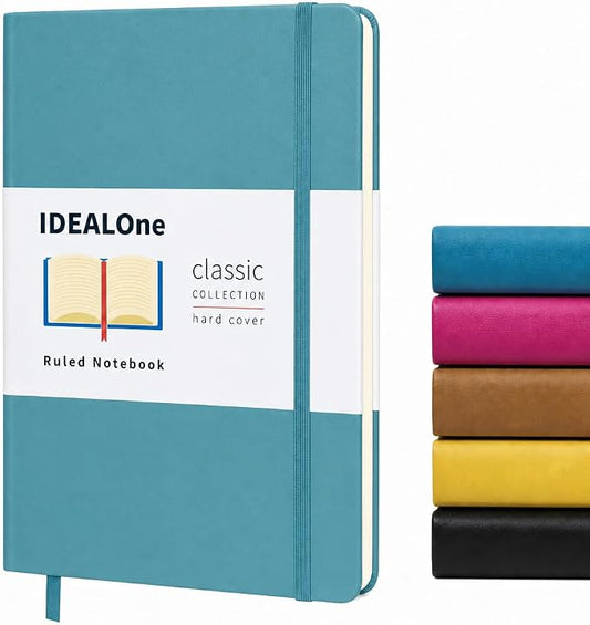 IDEALOne Hardcover Leather Journal Notebook Lined–A5 (5.7x8 inch), College ruled Journaling Notebooks,160 pages, 100GSM Thick Paper, Journal for Women,Men, Teens-Teal