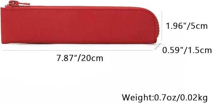 Slim Pencil Case Small Pencil Pouch Pen Case (Red/OF)