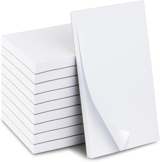 KitchenDine 10 Pack Note Pads 3x5 | 100 Sheets Per Memo Pad | Server Note Pads | Scratch Pads for Writing | White Blank Notepads in Bulk | Small Notepad | Paper Pads for To Do Grocery List