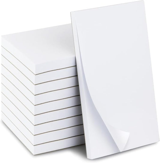 KitchenDine 10 Pack Note Pads 3x5 | 100 Sheets Per Memo Pad | Server Note Pads | Scratch Pads for Writing | White Blank Notepads in Bulk | Small Notepad | Paper Pads for To Do Grocery List