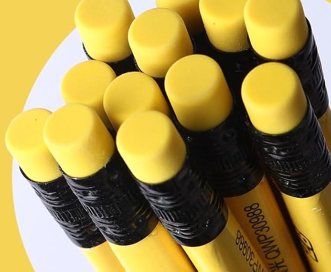 Pikachu Pencils with Eraser, 2B Triangular Pencils 12 Count (Yellow)