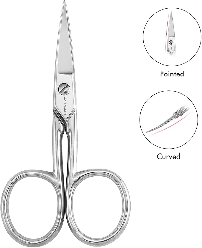 JARVISTAR Small Embroidery Curved Scissors, 4” Forged Stainless Steel Detail Craft Cutter, Sharp Pointed Tip for Fabric Sewing, Needlework, Yarn and DIY Crafts