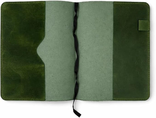 Premium Leather Journal Cover A5 – Handmade Refillable Notebook Cover Sleeve with Pen Holder for Writing, Travel & Business Use 5.75 x 8.25 (Green)