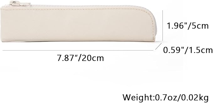 Slim Pencil Case Small Pencil Pouch Pen Case (Cream/OF)