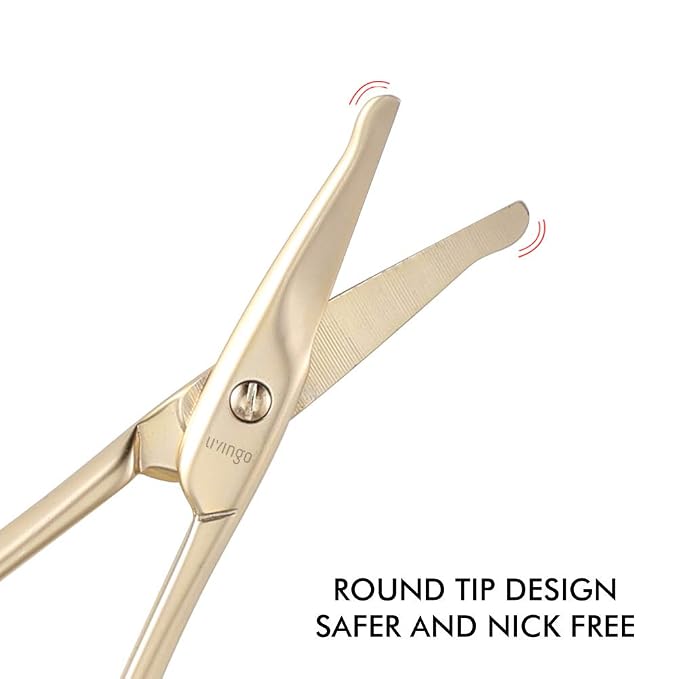 LIVINGO Small Nose Hair Scissors Curved Blade Rounded Tip | Stainless Steel Construction, Safe Blunt Tip, Precision Trimming for Eyebrow Cuticle Facial Hair Care
