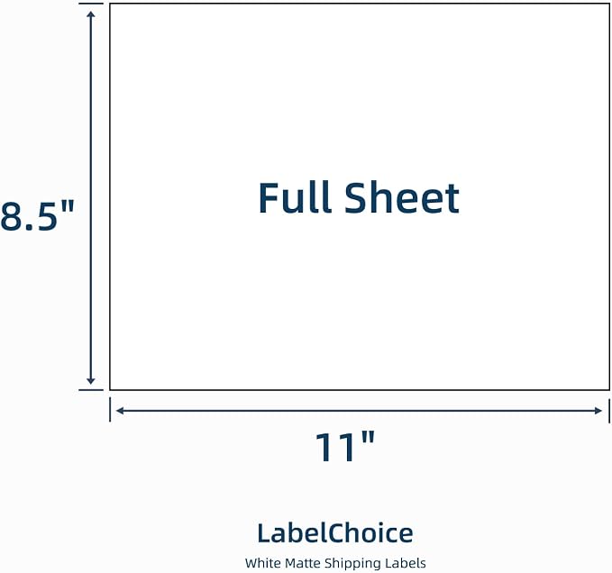 Full Sheet Shipping Labels 8.5 x 11 for Laser & Inkjet Printers, 500 Sheets 500 Labels Self Adhesive Full Page Labels 8.5 x 11 White, Whole Page Label Stickers, Mailing Label Sheets