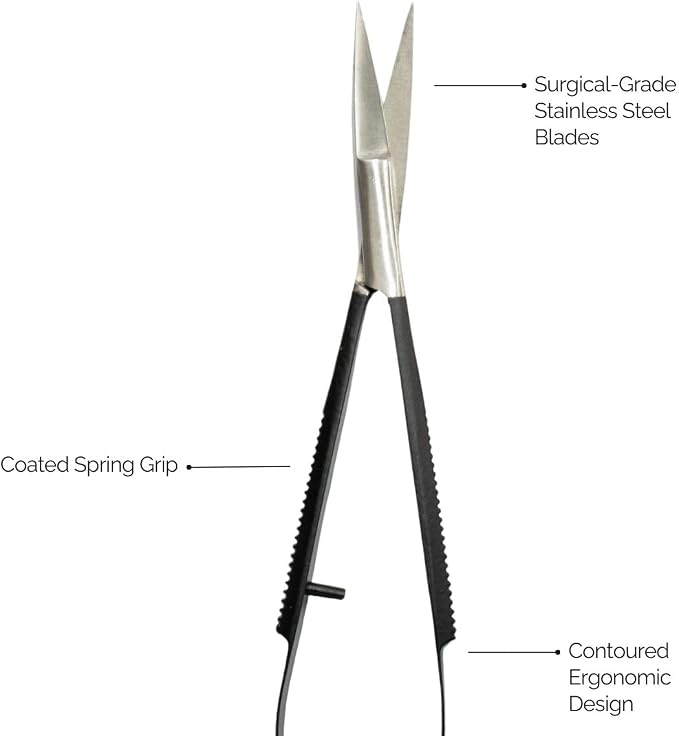 Joey Healy Precision Brow Scissor, Precision Brow Shaping Scissors, Ergonomic Spring Grip, Stainless Steel and Ultra-Maneuvering Eyebrow Trimmers