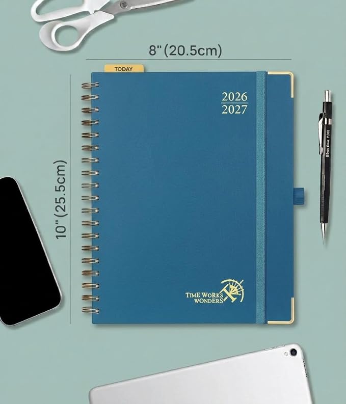 POPRUN 2026-2027 Weekly Planner 10" x 8"Weekly and Monthly Planner Calendar | Jul 2026 - Jun 2027，Daily Agenda Book & Appointment Book with Hourly Schedule, Tabs, Hardcove- Night Sky Navy Blue