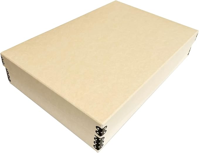 Lineco Museum Archival Storage Box, Drop Front, 11.75x17.75x3.75 in, Tan | Acid-Free with Metal Edge, Preserves Picture Longevity, Organize Photos, Newspapers, Prints, Documents, Crafts, DIY