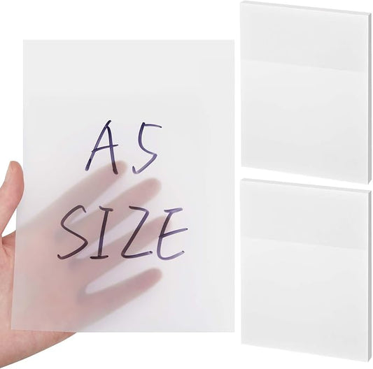 Gueevin 100 Sheets 5.5 x 8 Inch Transparent Sticky Notes, Extra Large Clear Self Sticky Notes, 2 Pads Waterproof Jumbo Translucent Paper, Office Supply(Blank Style)