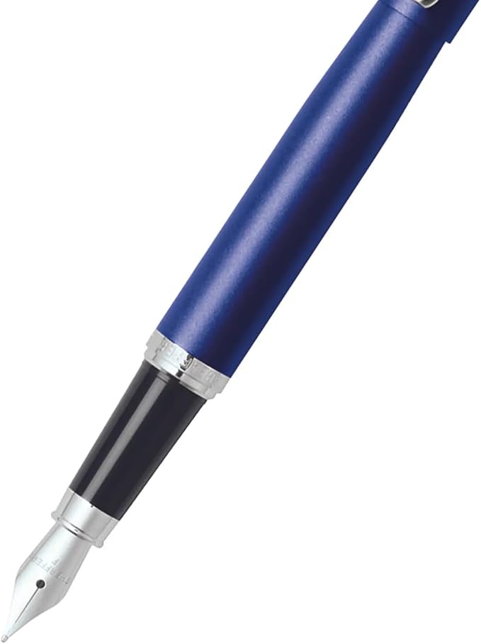 Sheaffer VFM Neon Blue Fountain Pen with Chrome Trim and Medium Nib