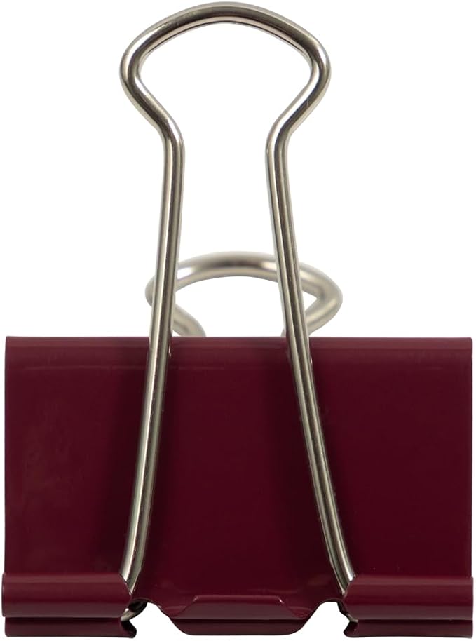 JAM PAPER Colorful Binder Clips - Large - 1 1/2 Inch (41 mm) - Burgundy Binderclips - 12/Pack