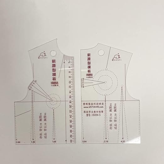 3Pcs Fashion Design Ruler Set - Plastic, Single Piece of Cloth, 1:5 Scale - Sewing Tools for Dressmaking Pattern Making