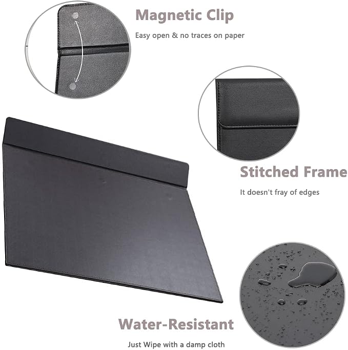 KINGFOM 18''x14'' Large Rectangle A3 Desk Writing & Drawing Desk Pad &Board Table Protector Mat with Paper Clip on Top Brown