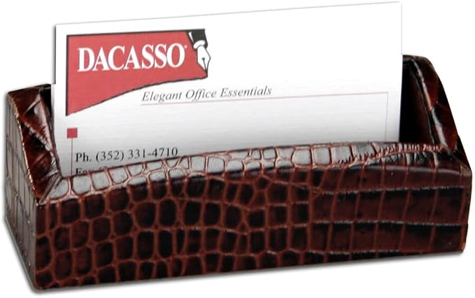 Dacasso Brown Crocodile Embossed Leather Desk Set, 7-Piece