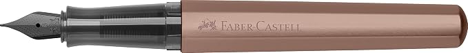Faber-Castell HEXO Fountain Pen, Bronze – Broad: Modern Fountain Pen with Black Stainless Steel Extra Fine Nib, Ergonomic Grip & Balanced Aluminum Barrel for Creative Writing