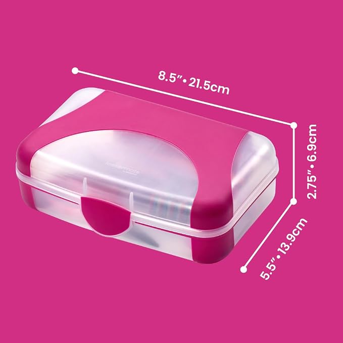 LockerMate by Bostitch Hard Pencil Case, Durable Plastic Pencil Box, Kid-Friendly Design, Fuchsia & Clear