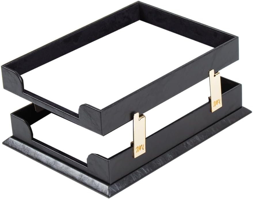 Bonded Leather Desk Organizer Set – Executive 12-Piece Desk Pad, Name Plate, Pens, Coasters & Office Accessories – Office Organization & Decor