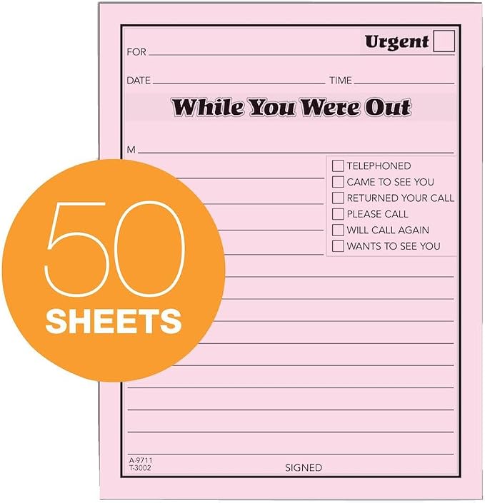 TOPS While You Were Out One-Sided Note Pads, 4.25 x 5.5 Inches, Pink, 50 Sheets per Pad, 12 Pads per Pack (3002P)