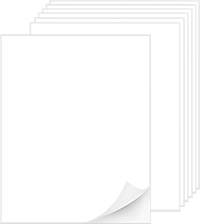 Printable White Sticker Labels, 1000 Sheets 8.5" x 11" Full Sheet Label Stickers Paper for Laser & Inkjet Printer - Matte, 1000 Labels | Printable White Sticker Labels - Matte, 1000 Sheets 1000 Labels