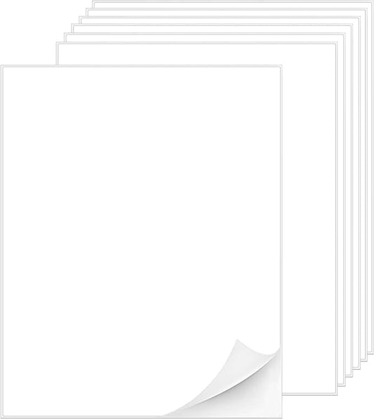 Printable White Sticker Labels, 100 Sheets 8.5" x 11" Full Sheet Label Stickers Paper for Laser & Inkjet Printer - Matte, 100 Labels | Printable White Sticker Labels - Matte, 100 Sheets 100 Labels