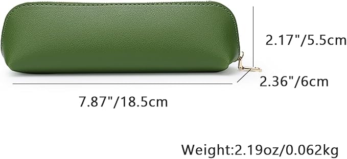 Pencil Case Small Pencil Pouch Slim (Green, Faux Leather)