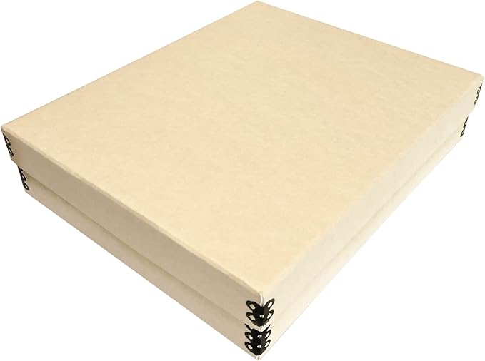 Lineco Museum Archival Storage Box, Drop Front, 11.75x14.75x3 in, Tan | Acid-Free with Metal Edge, Preserves Picture Longevity, Organize Photos, Newspapers, Prints, Documents, Crafts, DIY