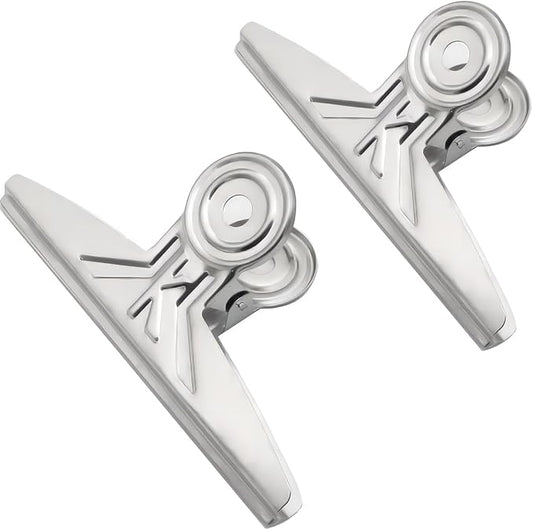 Coideal Extra Large Bulldog Clips - 2 PCS 20cm Jumbo Stainless Steel XL Bull Binder Paper Clip Clamps for Office (Sliver, 7 7/8 Inch)