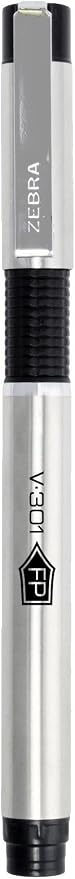 Zebra Pen V-301 Fountain Pen, Stainless-Steel Barrel, Fine Point, 0.7mm, Black Ink, 1-Pack with Refill (48111)