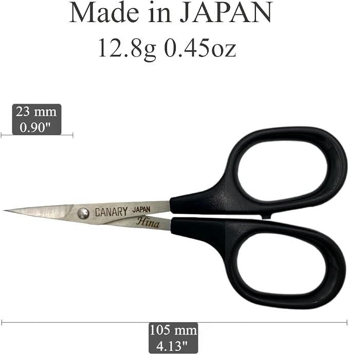 CANARY Small Precision Scissors - 4" with One Extra Pointed Tip, Mini Scissors for Paper Cutting, Paper Crafts, Kirie Art, Made in Japan