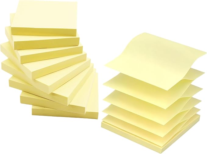 Sticky Notes Pop Up Sticky Notes 8 Pads 3x3 100 Sheets Yellow Large Self-Stick Stickies Note Pads Teacher Back to School Supplies and Oﬃce Products