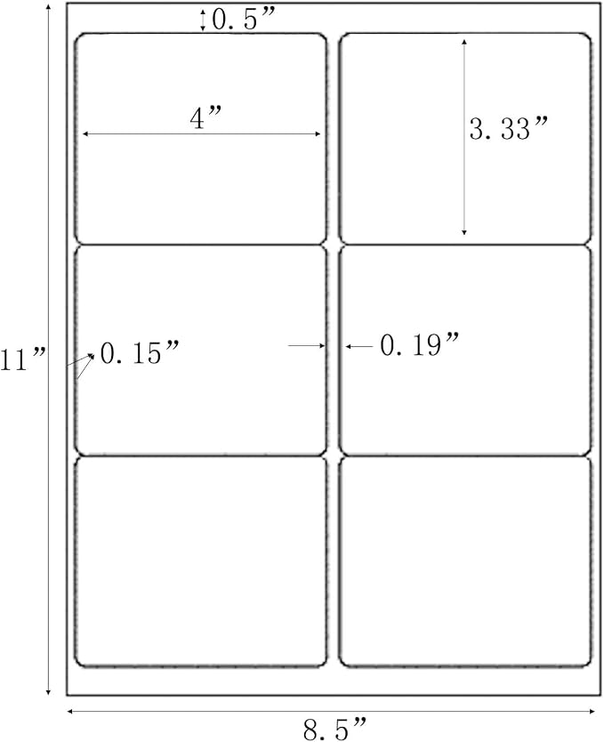 MPRT 4000 Sheets 3-1/3" x 4" Shipping Address Labels Printable Label Stickers Paper for Laser/Inkjet Printer 6 per Page Mailing Labels, FBA Box Labels - Matte, 24000 Labels