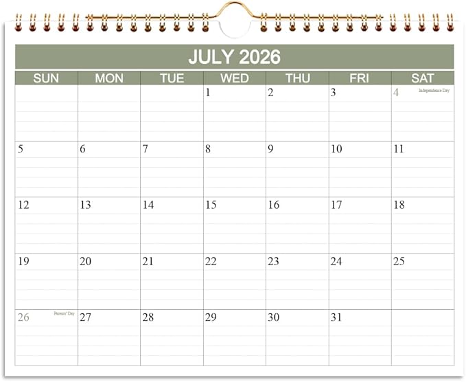 2026-2027 Calendar- Wall Calendar 2026-2027 Runs from July 2026 to December 2027-18 Months Calendar with Thick Paper for Home or Office, 8.5 x 11 Inches, Green