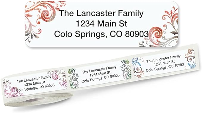 Colorful Images Personalized Return Address Labels, 250 | Gray Swirls 250 Count, Self-Adhesive with Dispenser, Customize with Name & Shipping Address