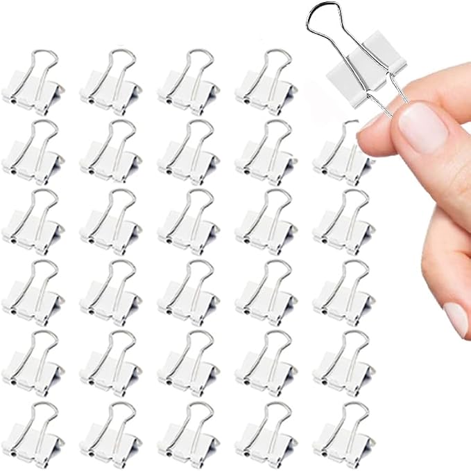 Binder Clips Width 1 Inch Capacity 0.47 Inch White 36 PCS with Storage boxs, Binder Clips 25mm 1 Inch for Teacher School Office and Business