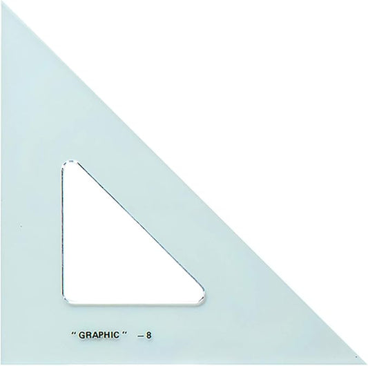 ALVIN - 8 inches Transparent Academic Acrylic Triangle Ruler 45/90 Degrees, Multipurpose Tool for Drafting, Design, and Architecture, Great for Machining and Woodworking